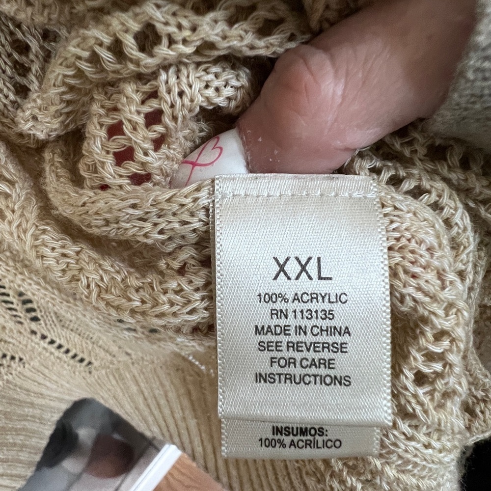 Leo & Nicole Tan Open-Knit Cardigan - Picture 3 of 5